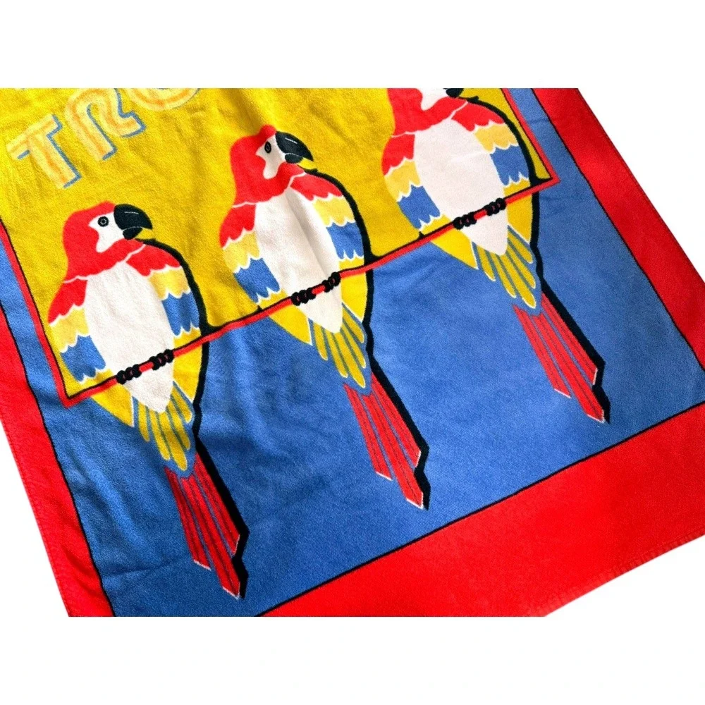 Vintage‎ Cotton Beach Towel 80s Parrot Hot Tropics Bright Colorful Tropical Pool